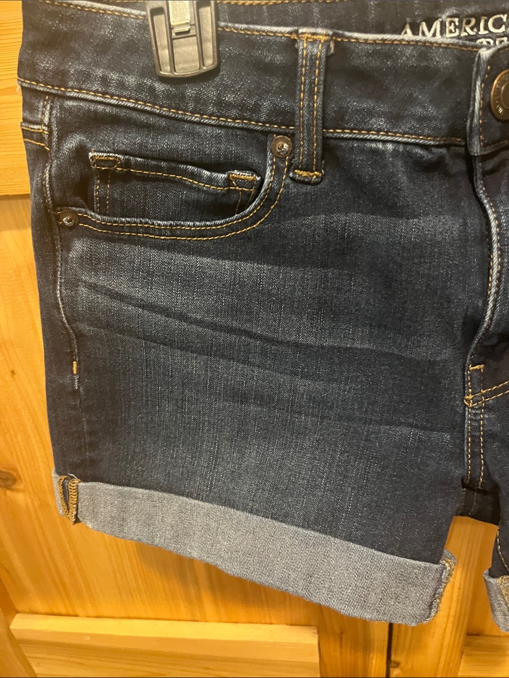 American Eagle Outfitters Dark Indigo Cuffed Denim Shorts - Picture 5 of 9